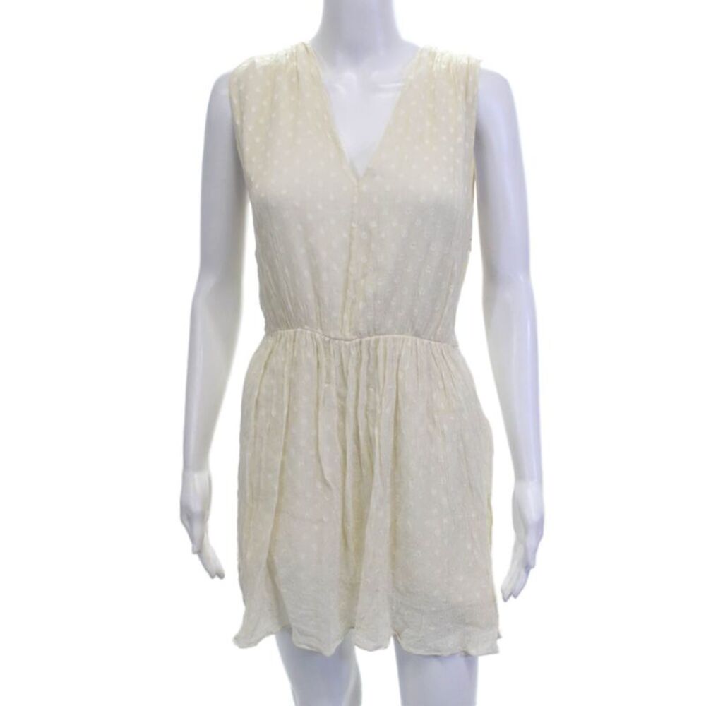 Burberry Brit Women Sundress Beige Polka Dot V-Neck Size 10